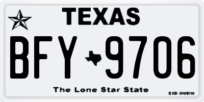 TX license plate BFY9706
