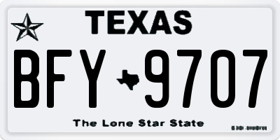 TX license plate BFY9707