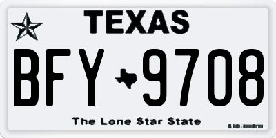 TX license plate BFY9708