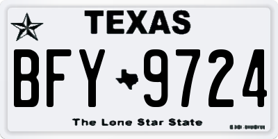 TX license plate BFY9724