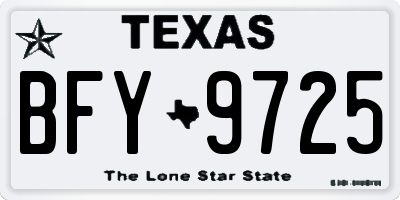 TX license plate BFY9725
