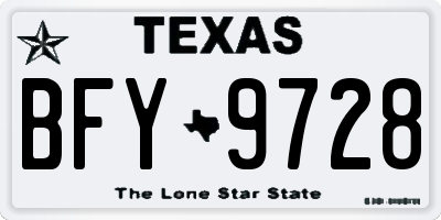 TX license plate BFY9728