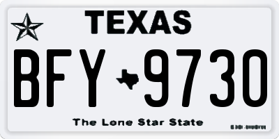TX license plate BFY9730