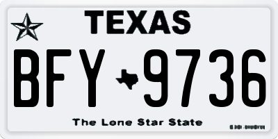 TX license plate BFY9736