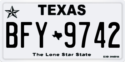 TX license plate BFY9742