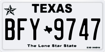 TX license plate BFY9747