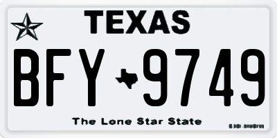 TX license plate BFY9749