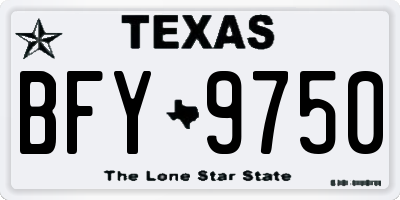 TX license plate BFY9750