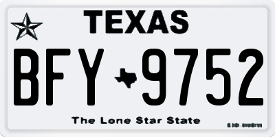TX license plate BFY9752