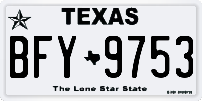 TX license plate BFY9753