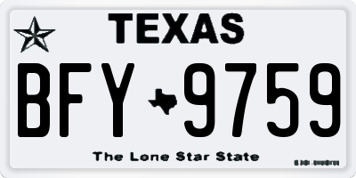 TX license plate BFY9759