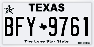 TX license plate BFY9761