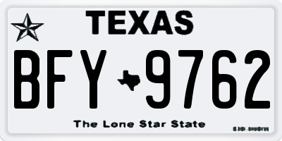 TX license plate BFY9762
