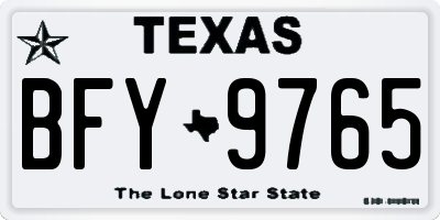 TX license plate BFY9765