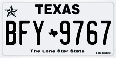 TX license plate BFY9767