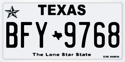 TX license plate BFY9768