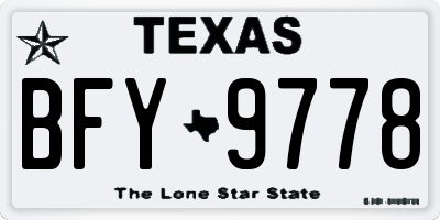 TX license plate BFY9778