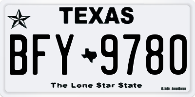 TX license plate BFY9780