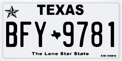 TX license plate BFY9781