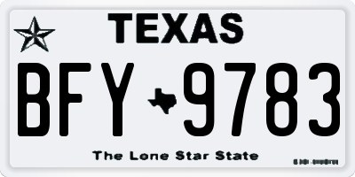 TX license plate BFY9783