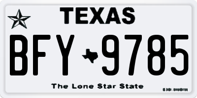 TX license plate BFY9785