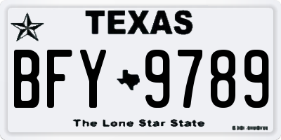 TX license plate BFY9789