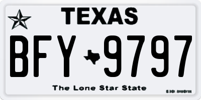 TX license plate BFY9797