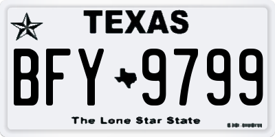TX license plate BFY9799