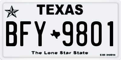 TX license plate BFY9801