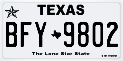 TX license plate BFY9802