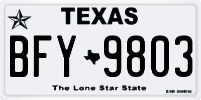 TX license plate BFY9803