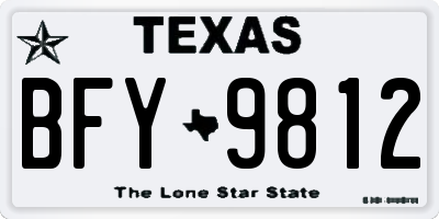TX license plate BFY9812