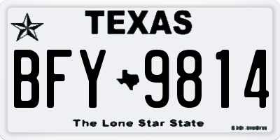 TX license plate BFY9814