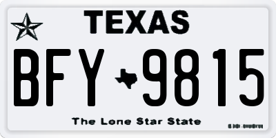 TX license plate BFY9815