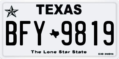 TX license plate BFY9819