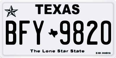 TX license plate BFY9820