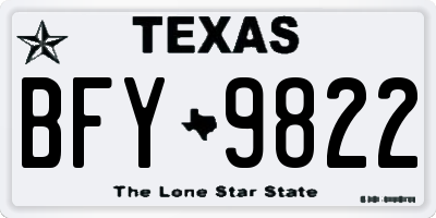 TX license plate BFY9822