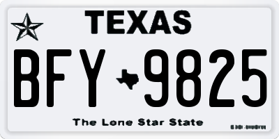 TX license plate BFY9825