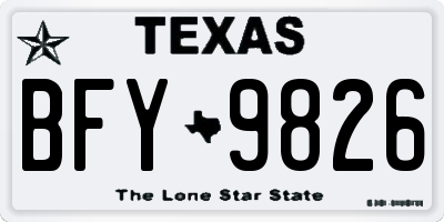 TX license plate BFY9826