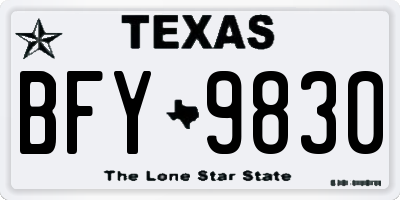 TX license plate BFY9830