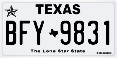 TX license plate BFY9831