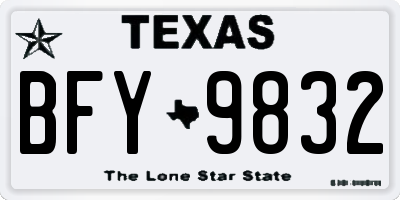 TX license plate BFY9832