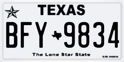 TX license plate BFY9834