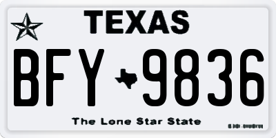 TX license plate BFY9836