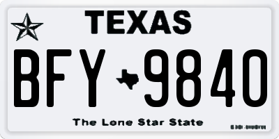 TX license plate BFY9840