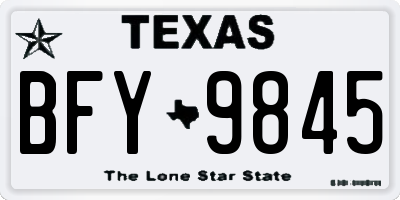TX license plate BFY9845