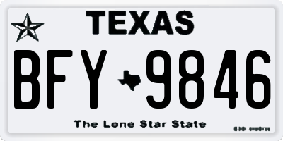 TX license plate BFY9846