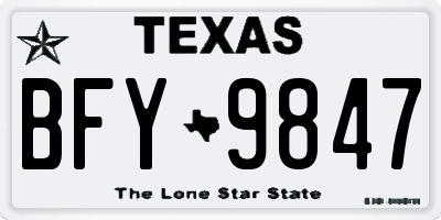 TX license plate BFY9847