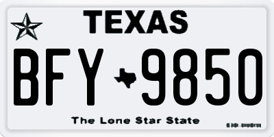 TX license plate BFY9850