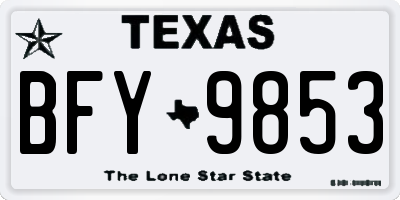TX license plate BFY9853
